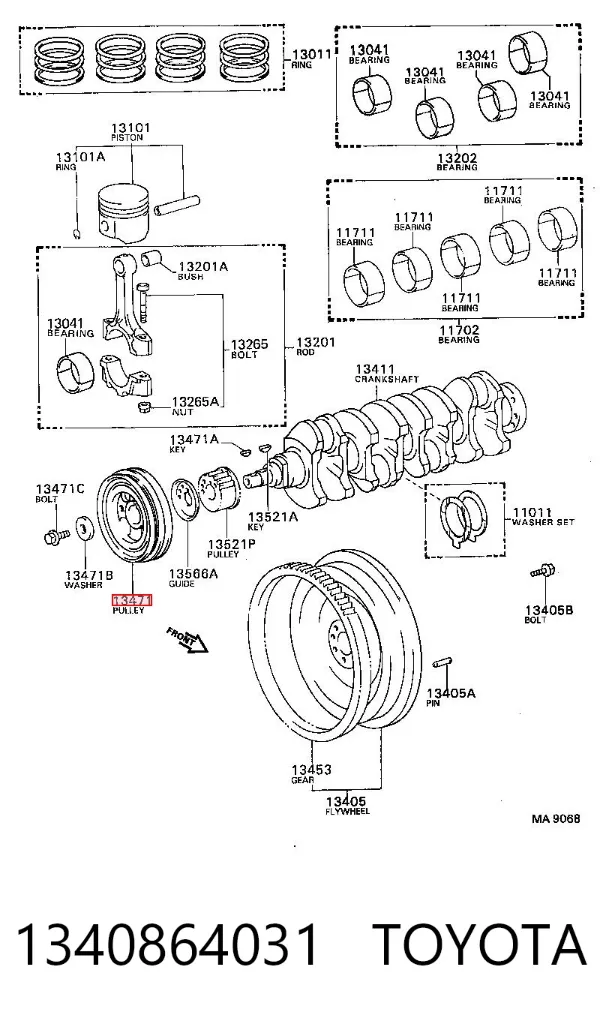 Koło pasowe wału korbowego 1340864031 Toyota