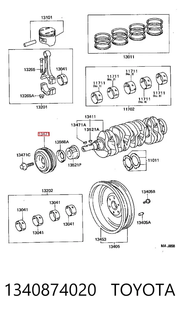 Koło pasowe wału korbowego 1340874020 Toyota