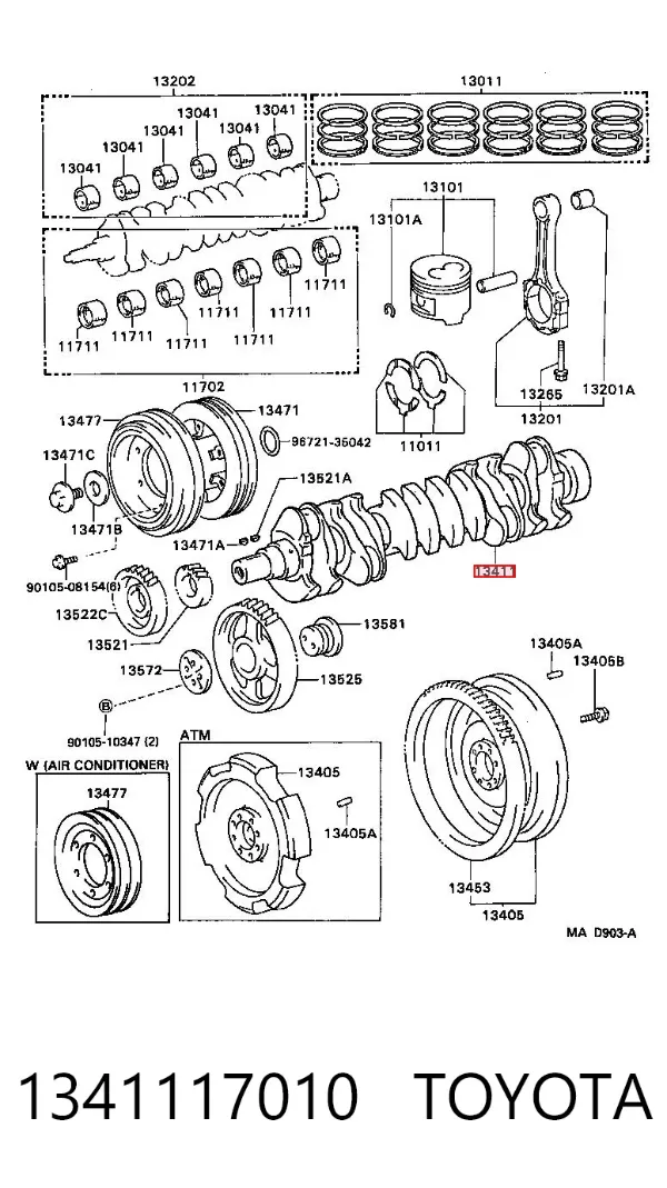 Wał korbowy silnika 1341117010 Toyota
