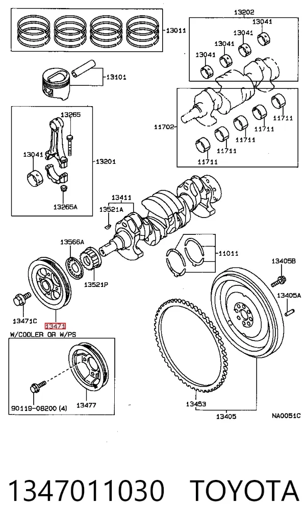 Koło pasowe wału korbowego 1347011030 Toyota
