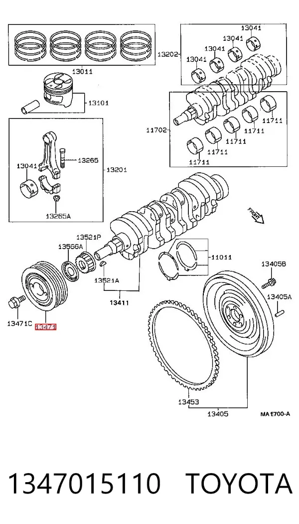Koło pasowe wału korbowego 1347015110 Toyota