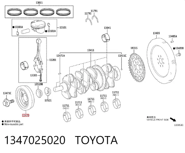 Koło pasowe wału korbowego 1347025020 Toyota