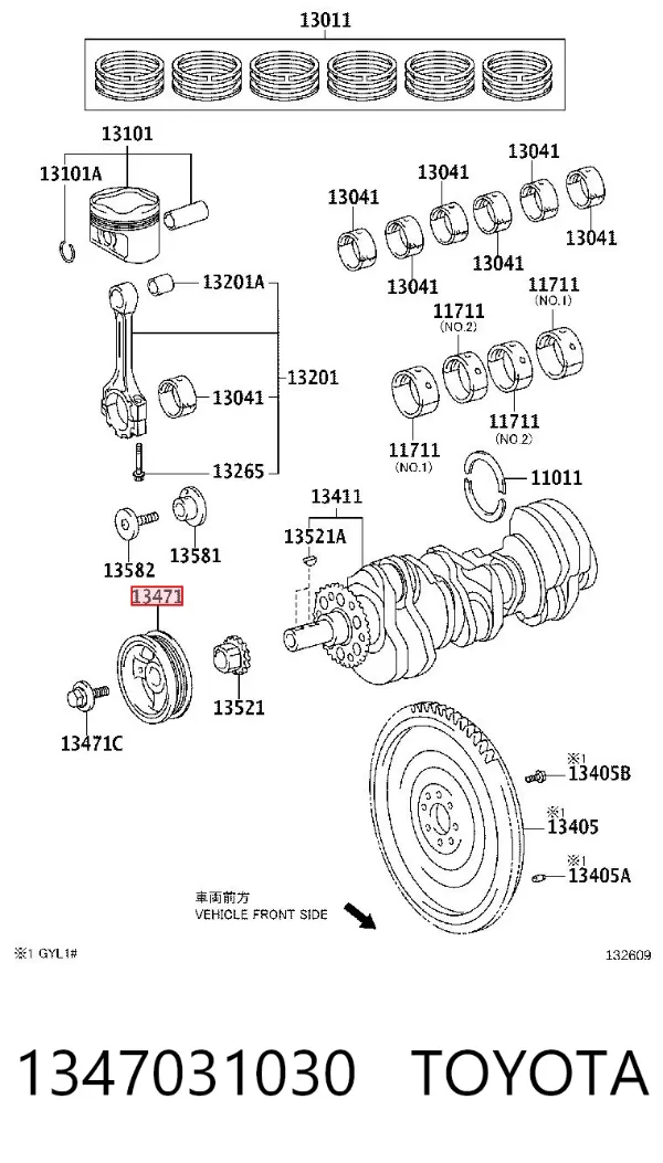 Koło pasowe wału korbowego 1347031030 Toyota
