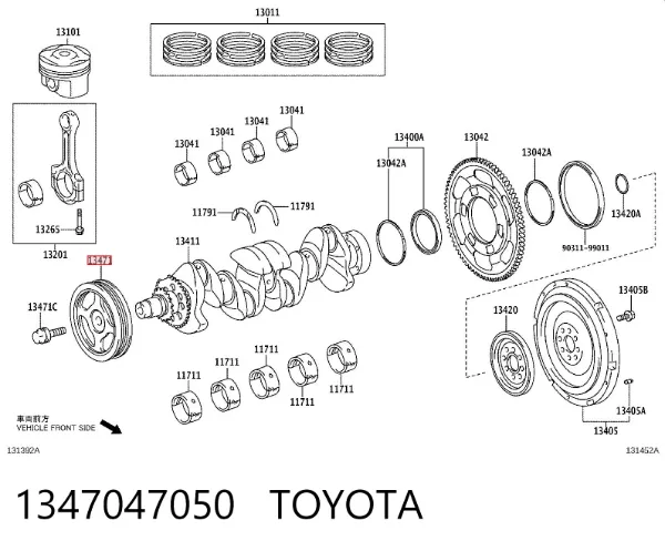 Koło pasowe wału korbowego 1347047050 Toyota