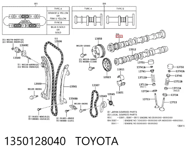 Wał rozrządu silnika Toyota Avensis Verso
