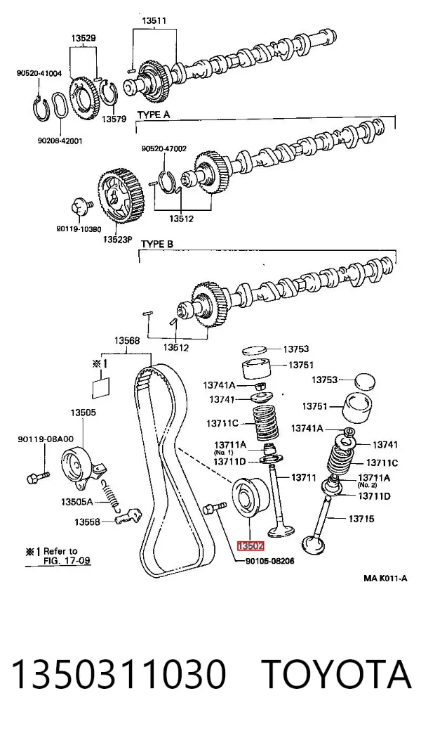 Rolka prowadząca kierunkowa paska rozrządu 1350311030 Toyota