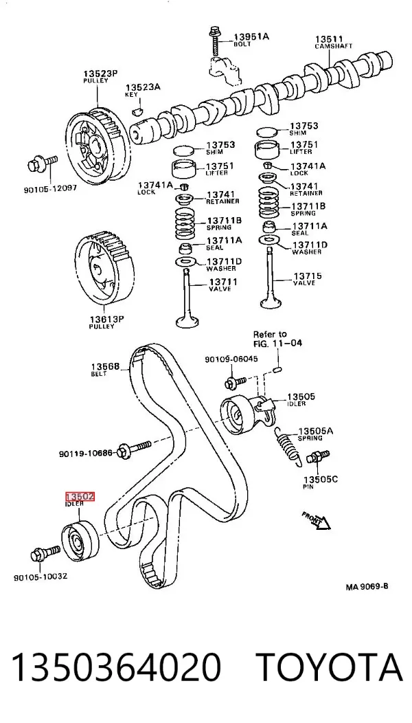 Rolka prowadząca kierunkowa paska rozrządu 1350364020 Toyota