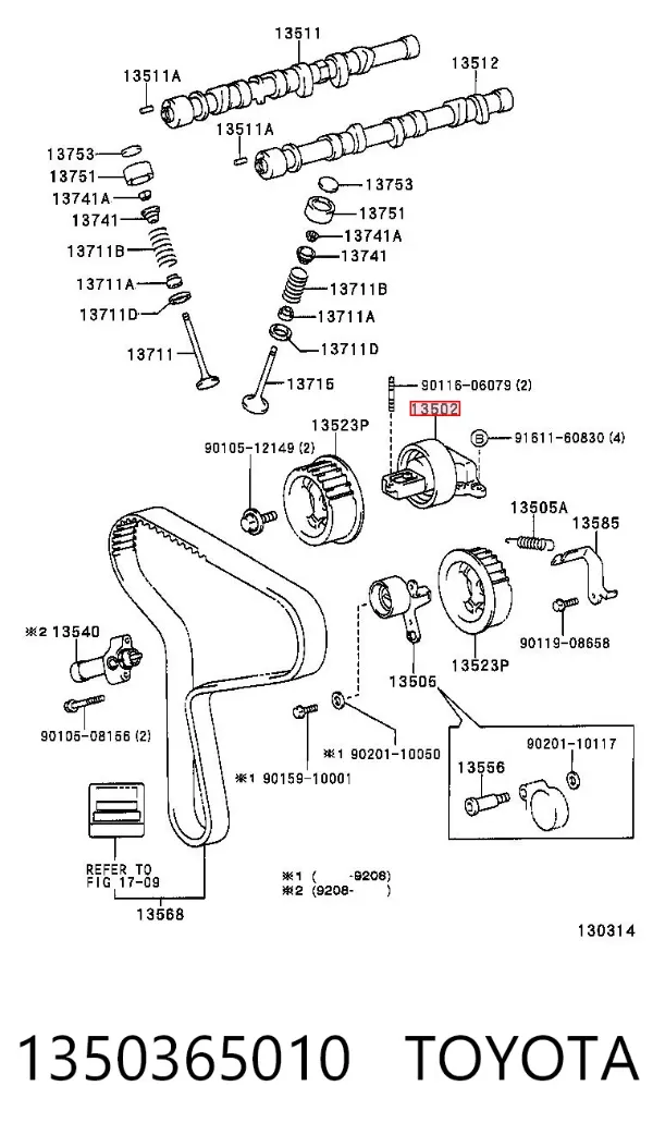 Rolka prowadząca kierunkowa paska rozrządu 1350365010 Toyota