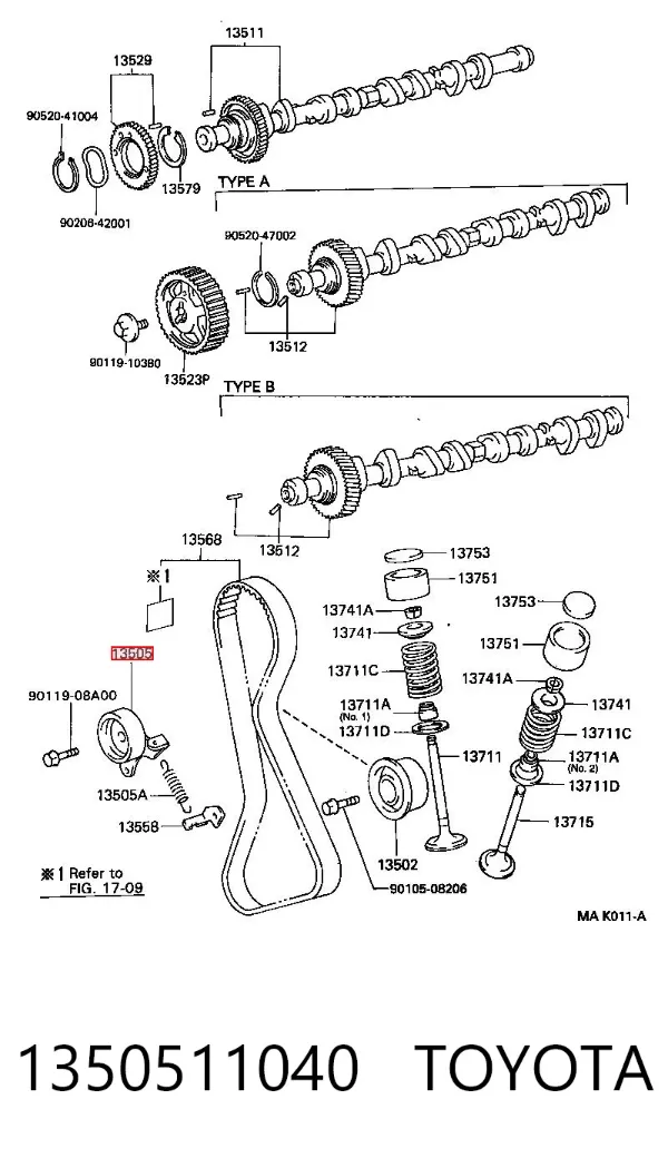 Rolka napinacza paska rozrządu 1350511040 Toyota