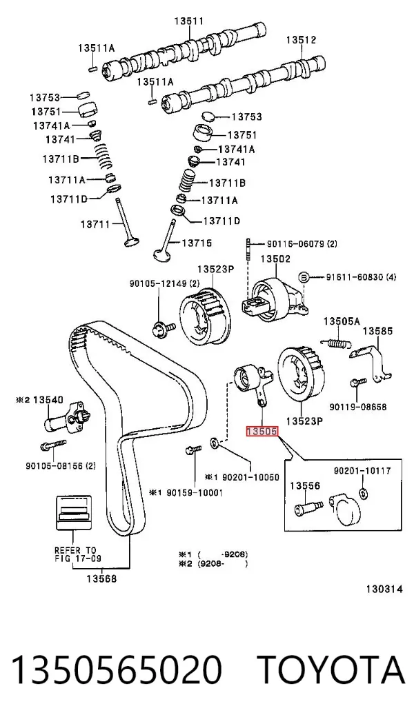 Rolka napinacza paska rozrządu 1350565020 Toyota