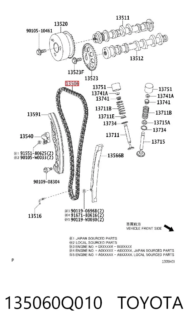 Łańcuch rozrządu Toyota Yaris P13