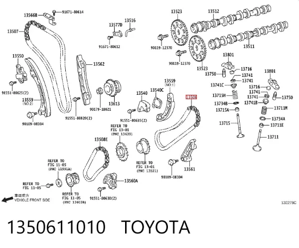 Łańcuch rozrządu górny 1350611010 Toyota