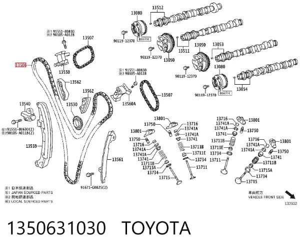 Łańcuch rozrządu 1350631030 Toyota