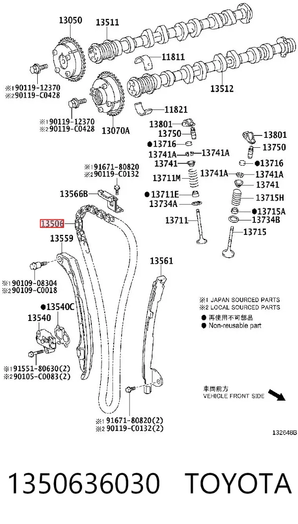 Łańcuch rozrządu 1350636030 Toyota