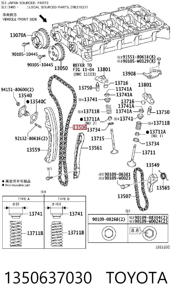 Łańcuch rozrządu 1350637030 Toyota