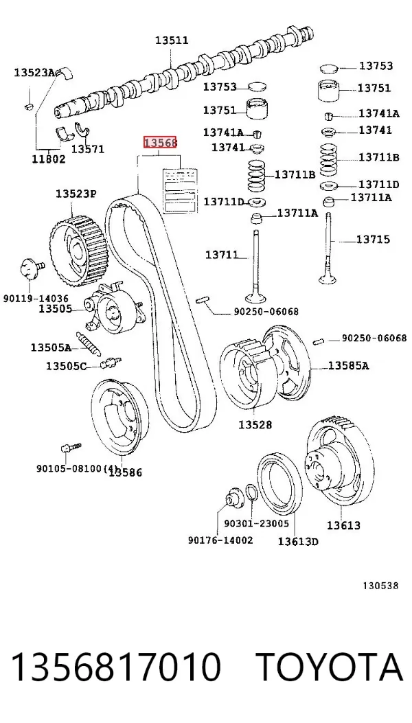 Pasek rozrządu 1356817010 Toyota