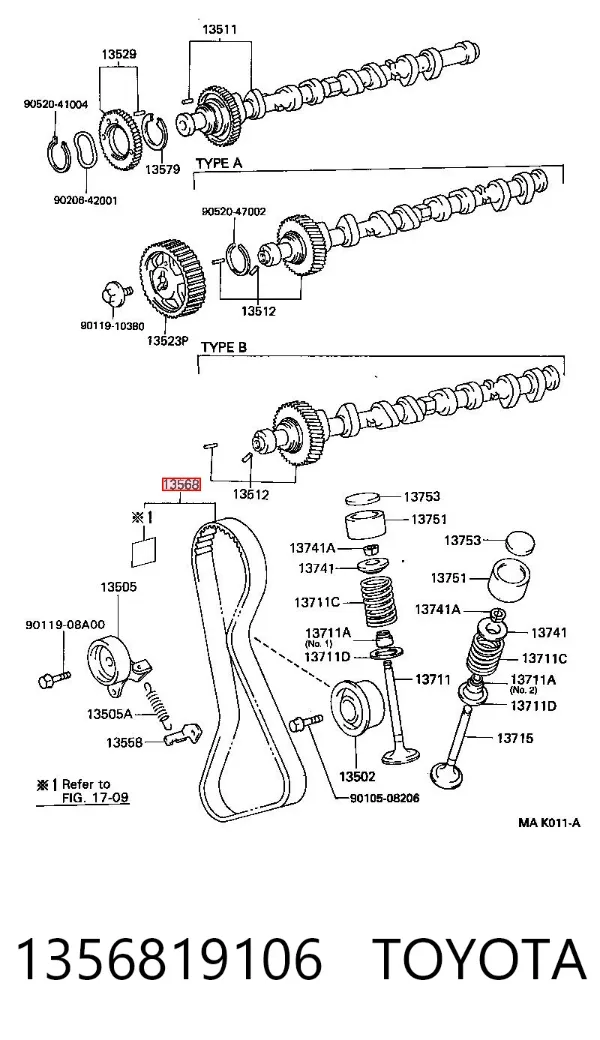 Pasek rozrządu 1356819106 Toyota