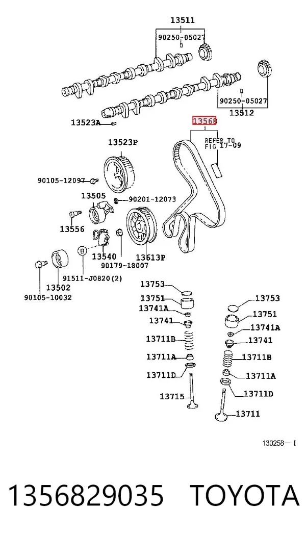 Pasek rozrządu 1356829035 Toyota