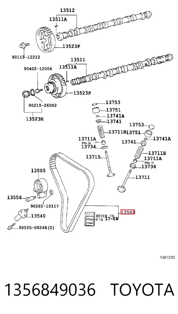 Pasek rozrządu 1356849036 Toyota