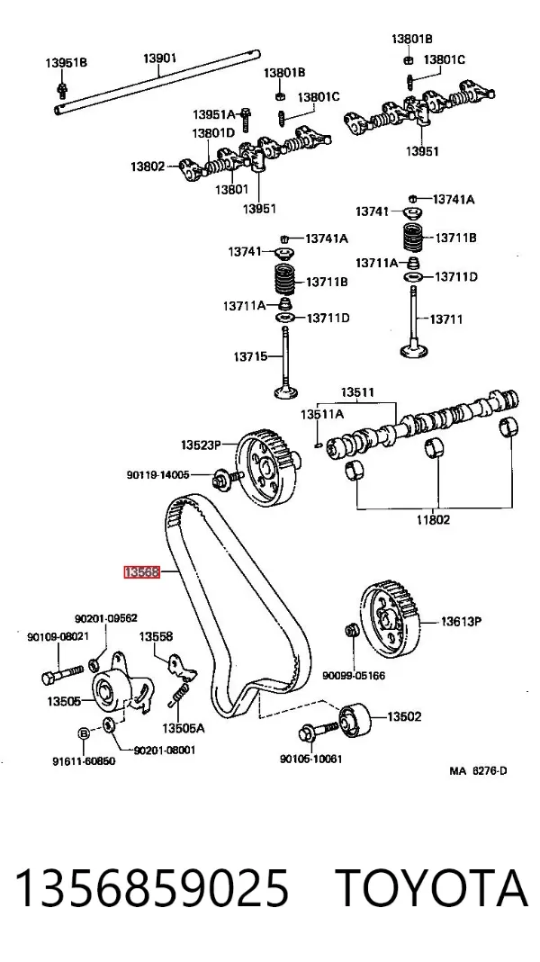 Pasek rozrządu 1356859025 Toyota