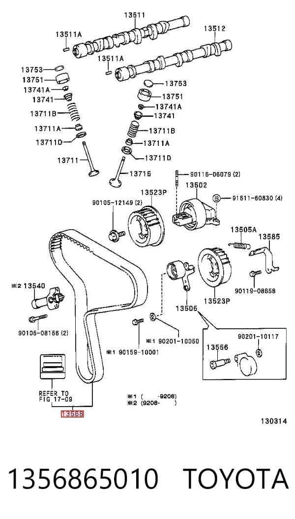 Pasek rozrządu 1356865010 Toyota