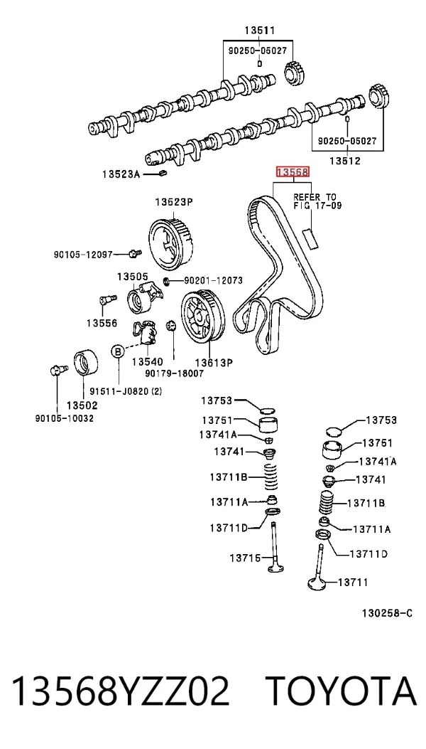 Pasek rozrządu 13568YZZ02 Toyota
