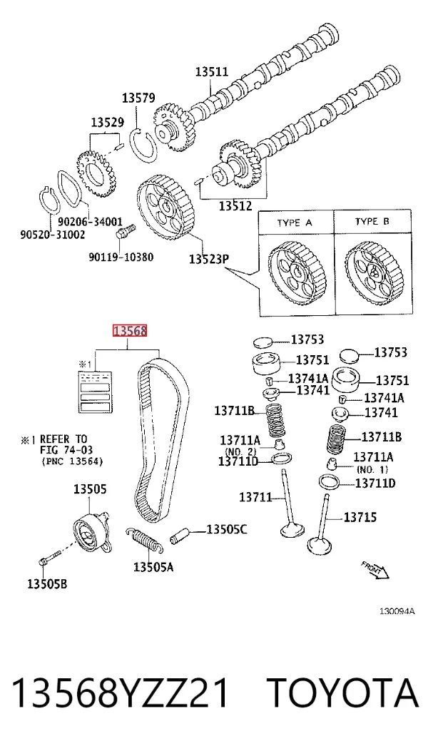 Pasek rozrządu 13568YZZ21 Toyota