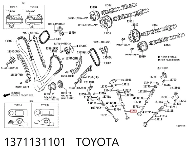 Zawór dolotowy/ssący 1371131101 Toyota