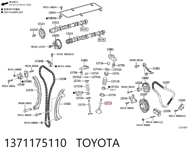 Zawór dolotowy/ssący 1371175110 Toyota
