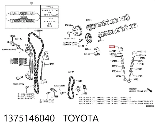 Kompensator hydrauliczny (popychacz hydrauliczny), popychacz zaworu 1375146040 Toyota