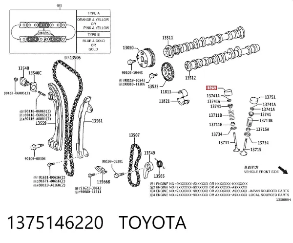 Kompensator hydrauliczny (popychacz hydrauliczny), popychacz zaworu Toyota Camry V