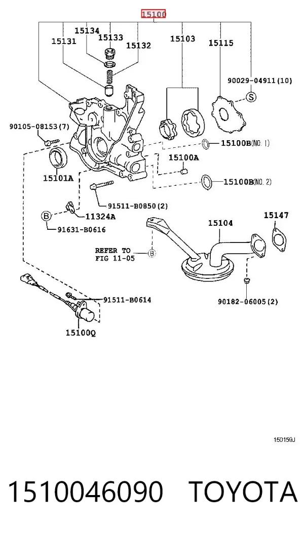 Pompa oleju 1510046090 Toyota