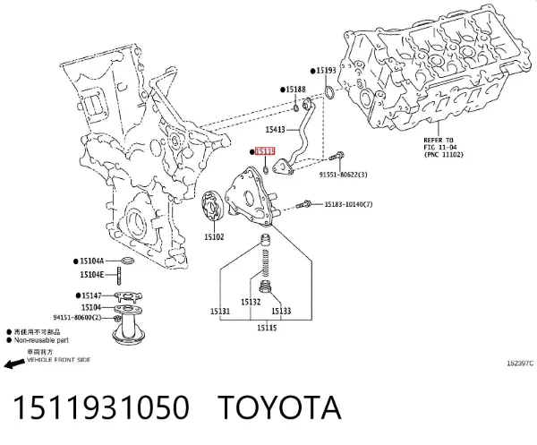 Uszczelka pompy oleju 1511931050 Toyota