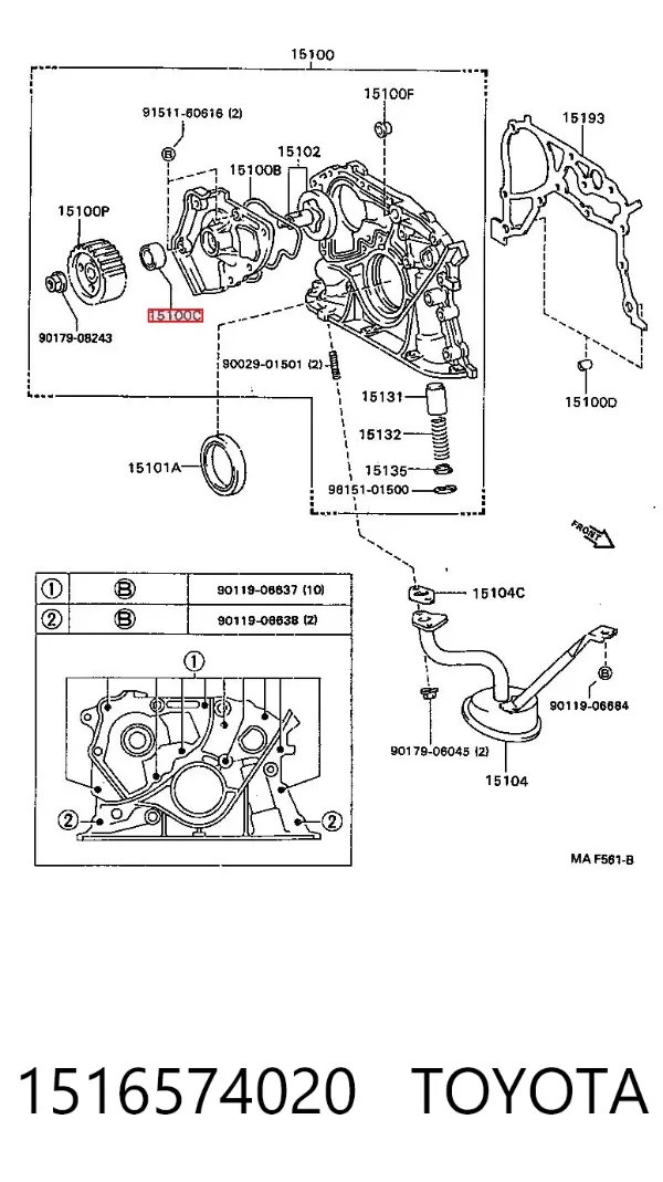 Uszczelniacz pompy olejowej automatycznej skrzyni biegów 1516574020 Toyota