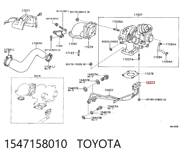 Uszczelka przewodu dopływu oleju do turbiny 1547158010 Toyota