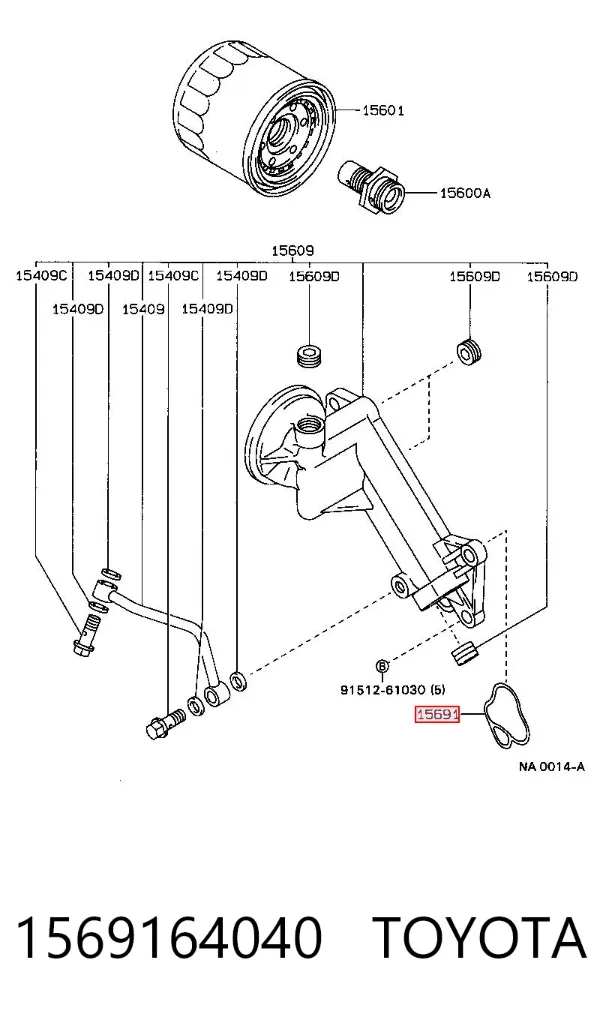 Uszczelka adaptera filtra oleju 1569164040 Toyota