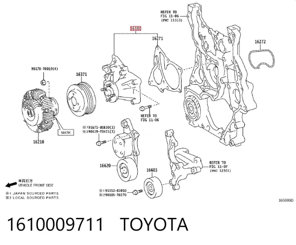 Pompa chłodząca wodna 1610009711 Toyota