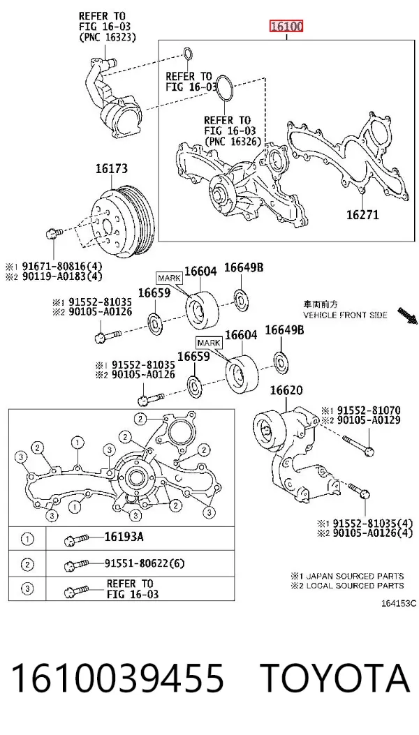Pompa chłodząca wodna 1610039455 Toyota
