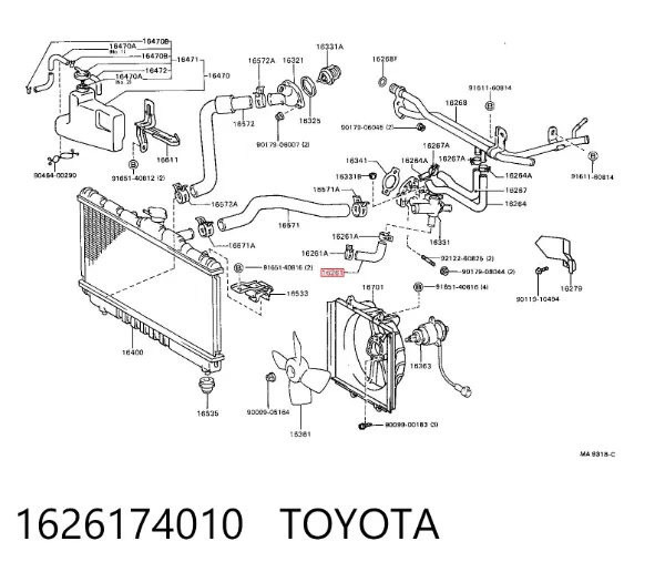 Przewód (króciec) układu chłodzenia Toyota Camry III