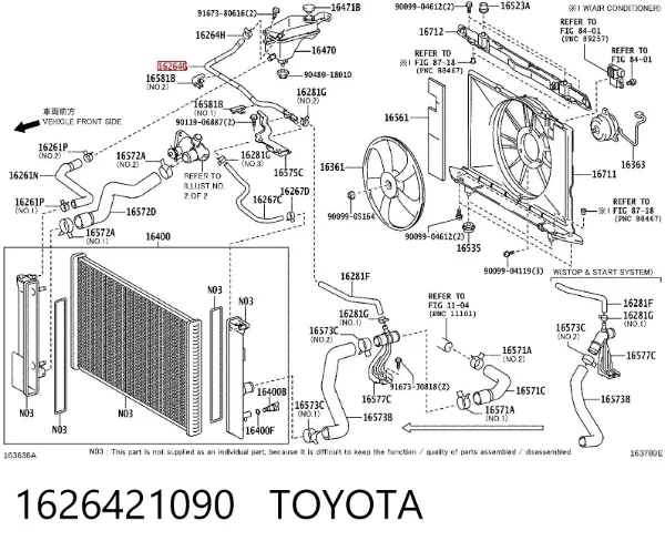 Przewód zbiornika wyrównawczego górny 1626421090 Toyota
