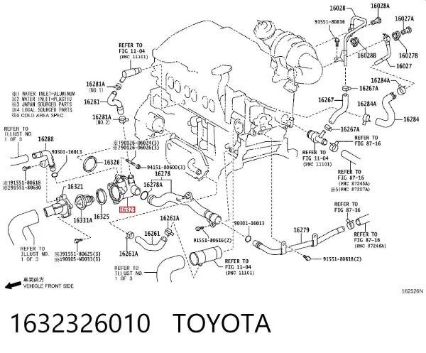 Obudowa termostatu 1632326010 Toyota