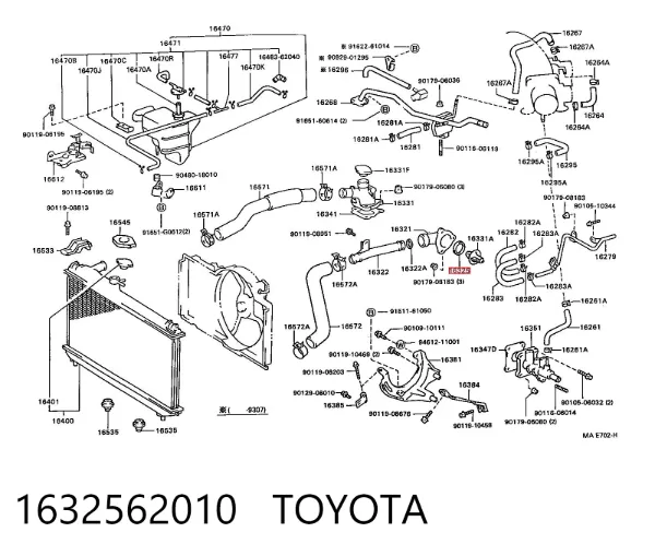 Uszczelka termostatu 1632562010 Toyota