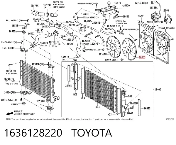 Wentylator (wirnik) chłodnicy lewy 1636128220 Toyota
