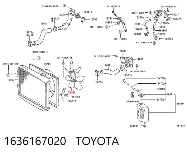 Wentylator (wirnik) chłodnicy 1636167020 Toyota