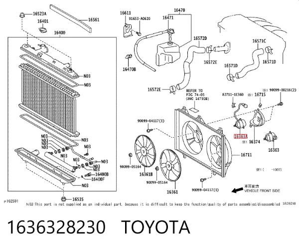 Silniczek wentylatora układu chłodzenia prawy 1636328230 Toyota