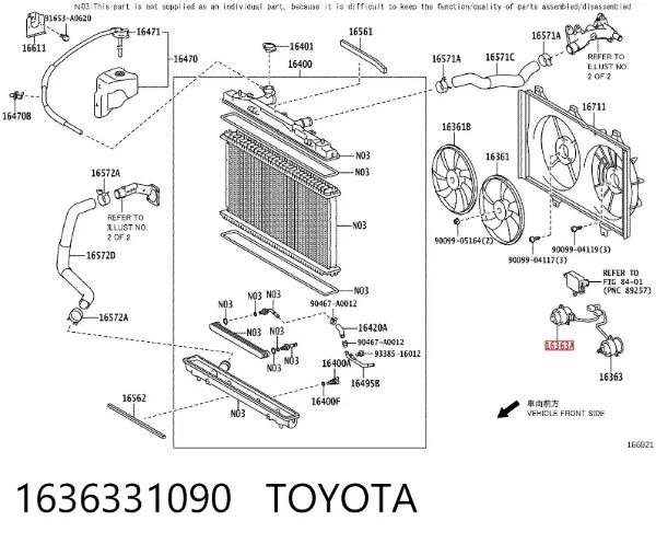 Silniczek wentylatora układu chłodzenia prawy 1636331090 Toyota
