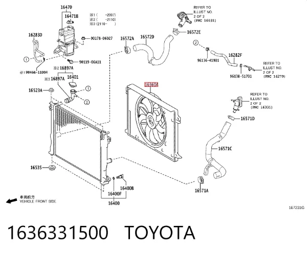 Silniczek wentylatora chłodzenia 1636331500 Toyota