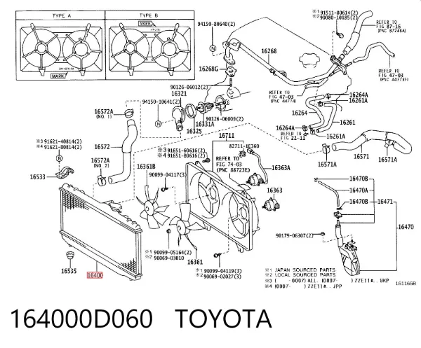 Chłodnica silnika 164000D060 Toyota