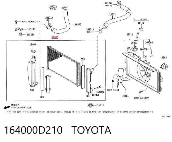 Chłodnica silnika 164000D210 Toyota