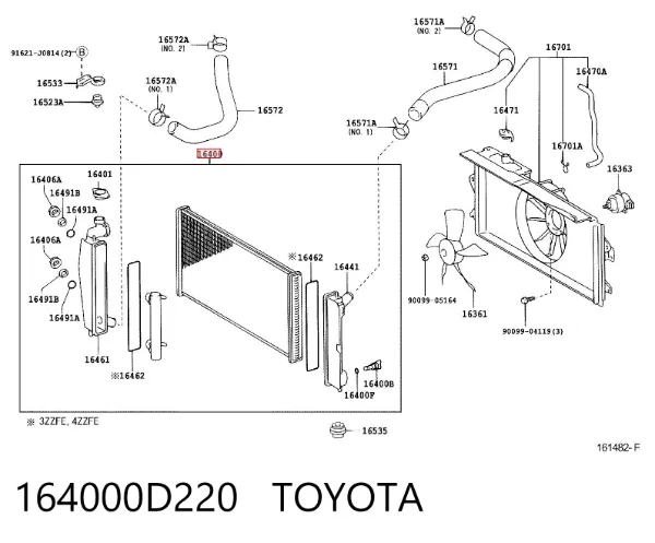 Chłodnica silnika 164000D220 Toyota